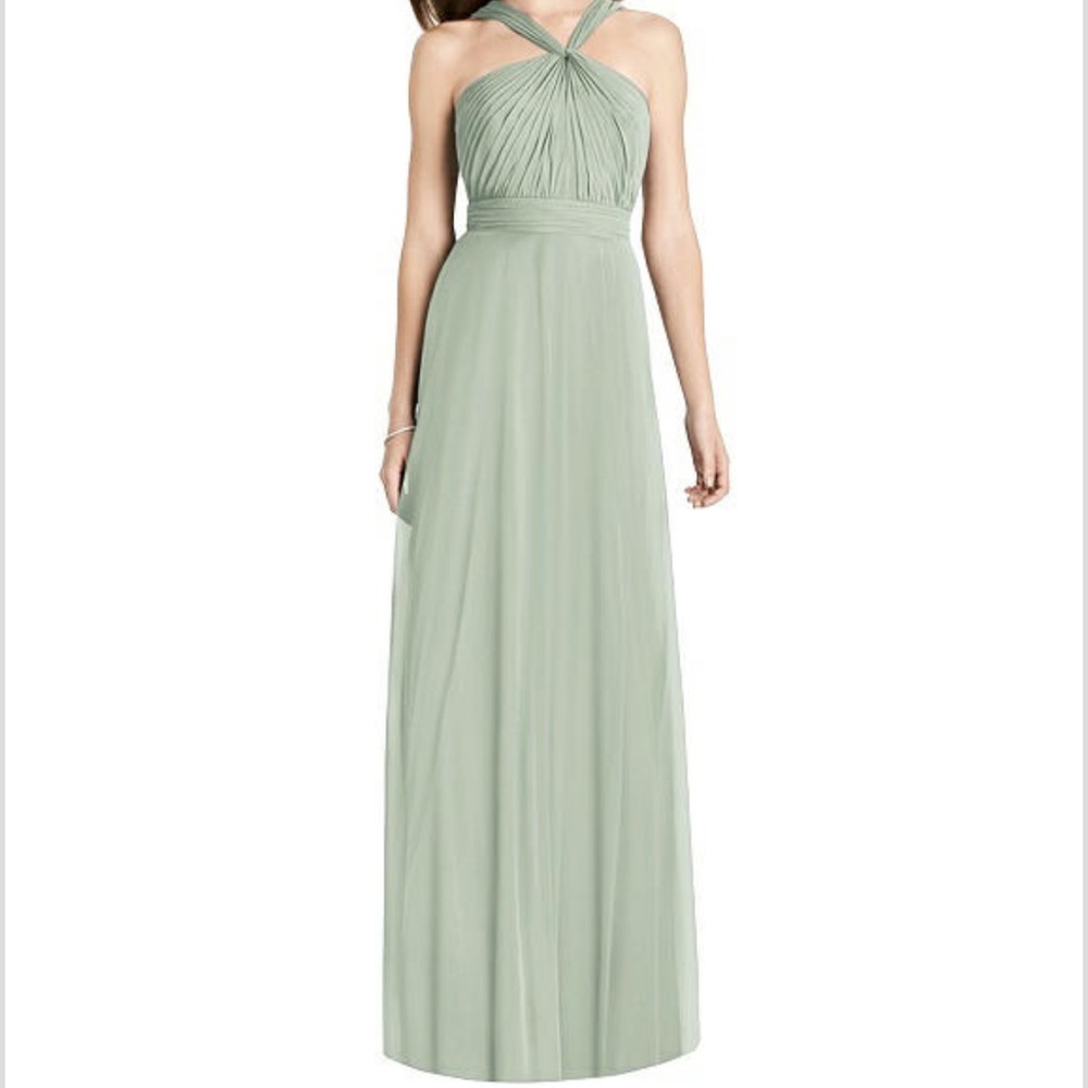DESSY TWIST HALTER CHIFFON BRIDESMAID DRESS IN WILLOW GREEN 👗